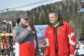 Referatsleiter Mastersrennsport Alpin des ÖSV Ing. Gerd KÖHLER und ESV-Obmann Karl JARITZ bei der Siegerehrung zum Super-Ghrung zum Super-G